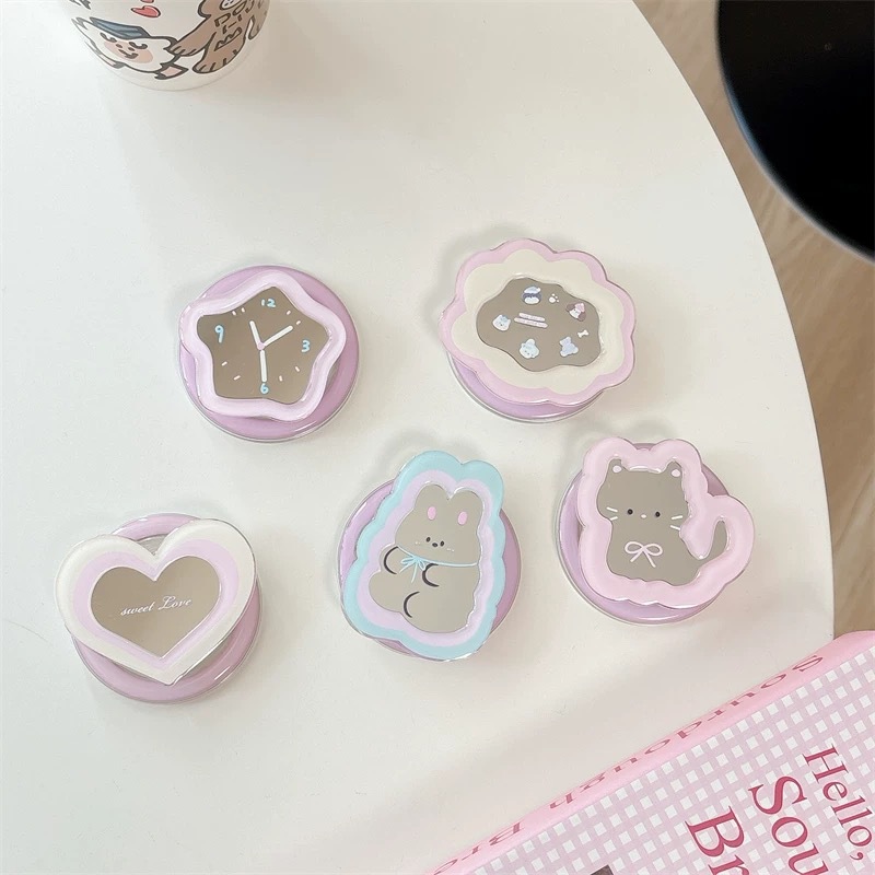 Phone Accessories Aesthetic - Support de téléphone télescopique miroir de