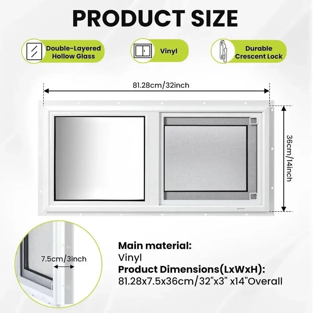 Fenêtre de sous-sol en vinyle, - Tempered Glass Screen avis et prix