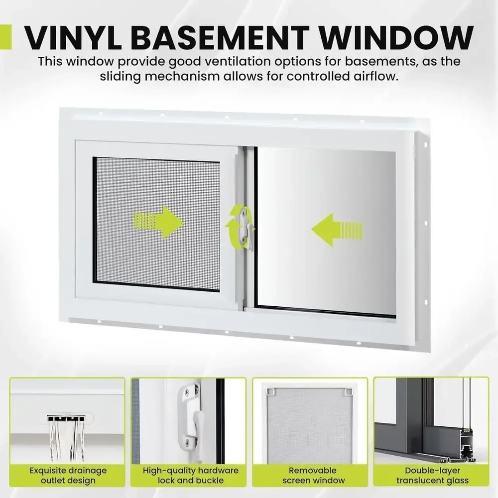 Fenêtre de sous-sol en vinyle, - Tempered Glass Screen avis et prix